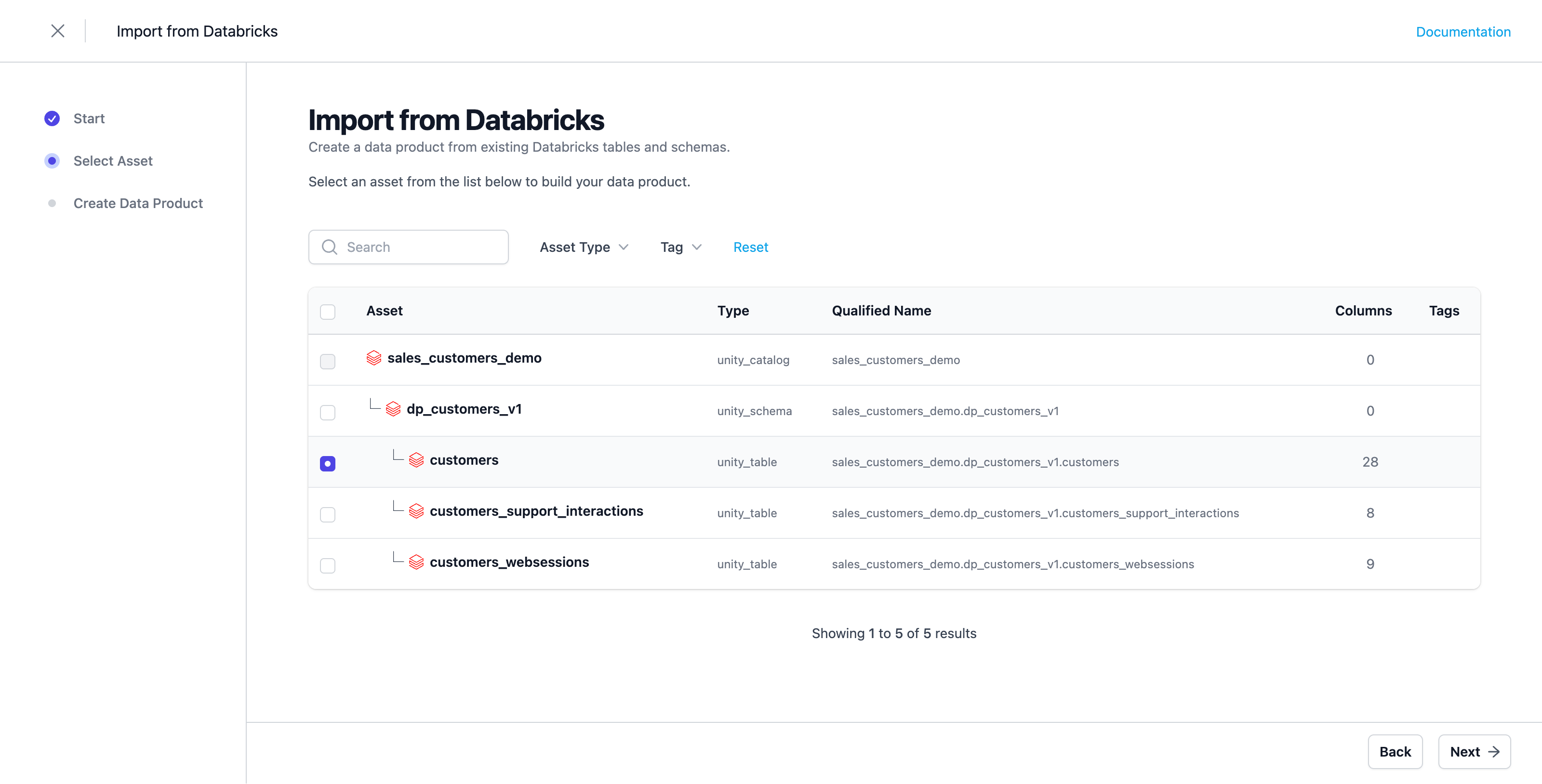 Import Data Product from Assets Step 2