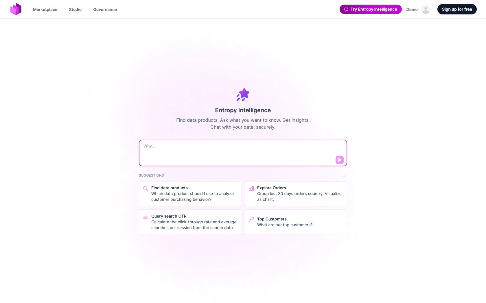 Entropy Intelligence landing page