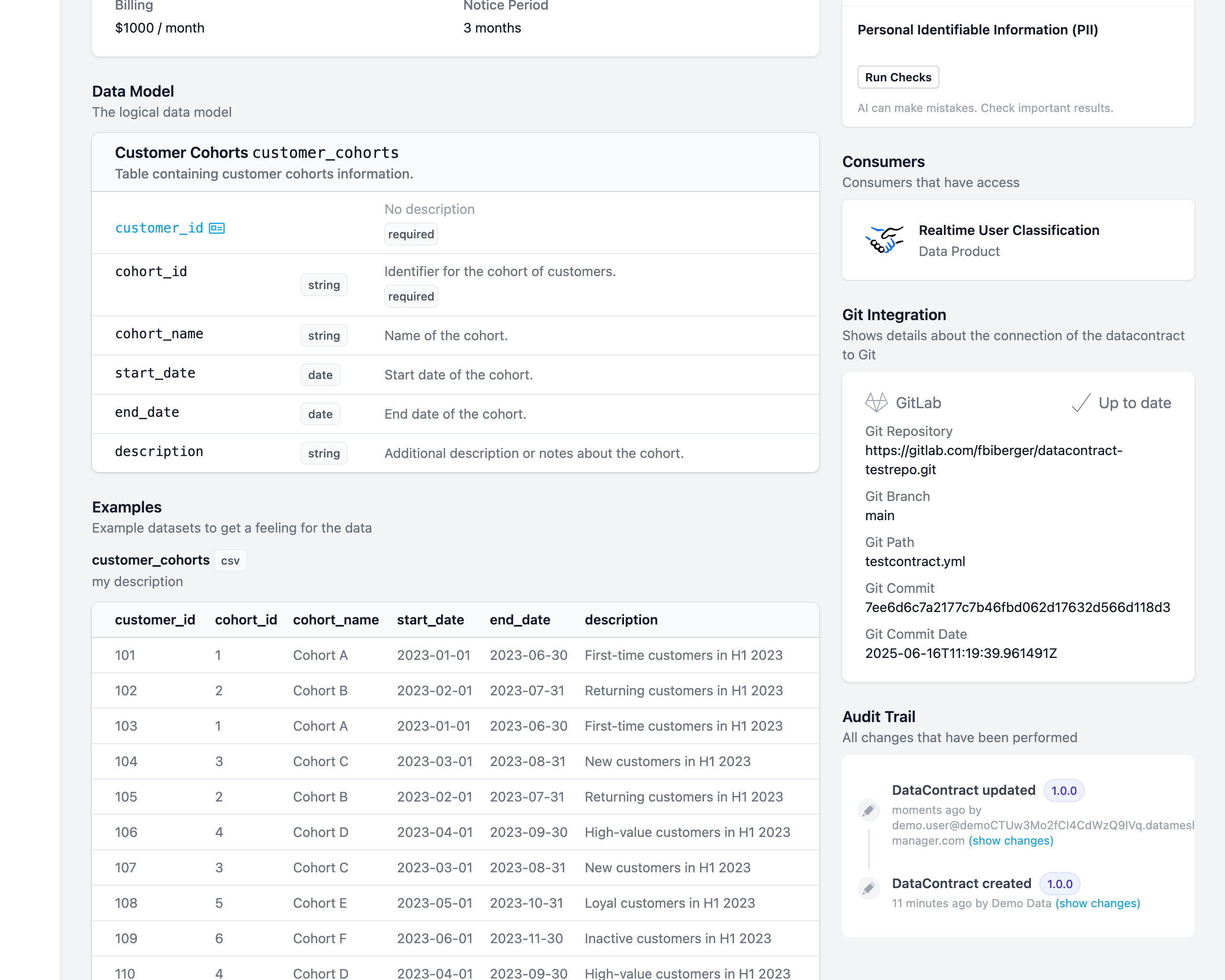 Data Contract Details Sidebar