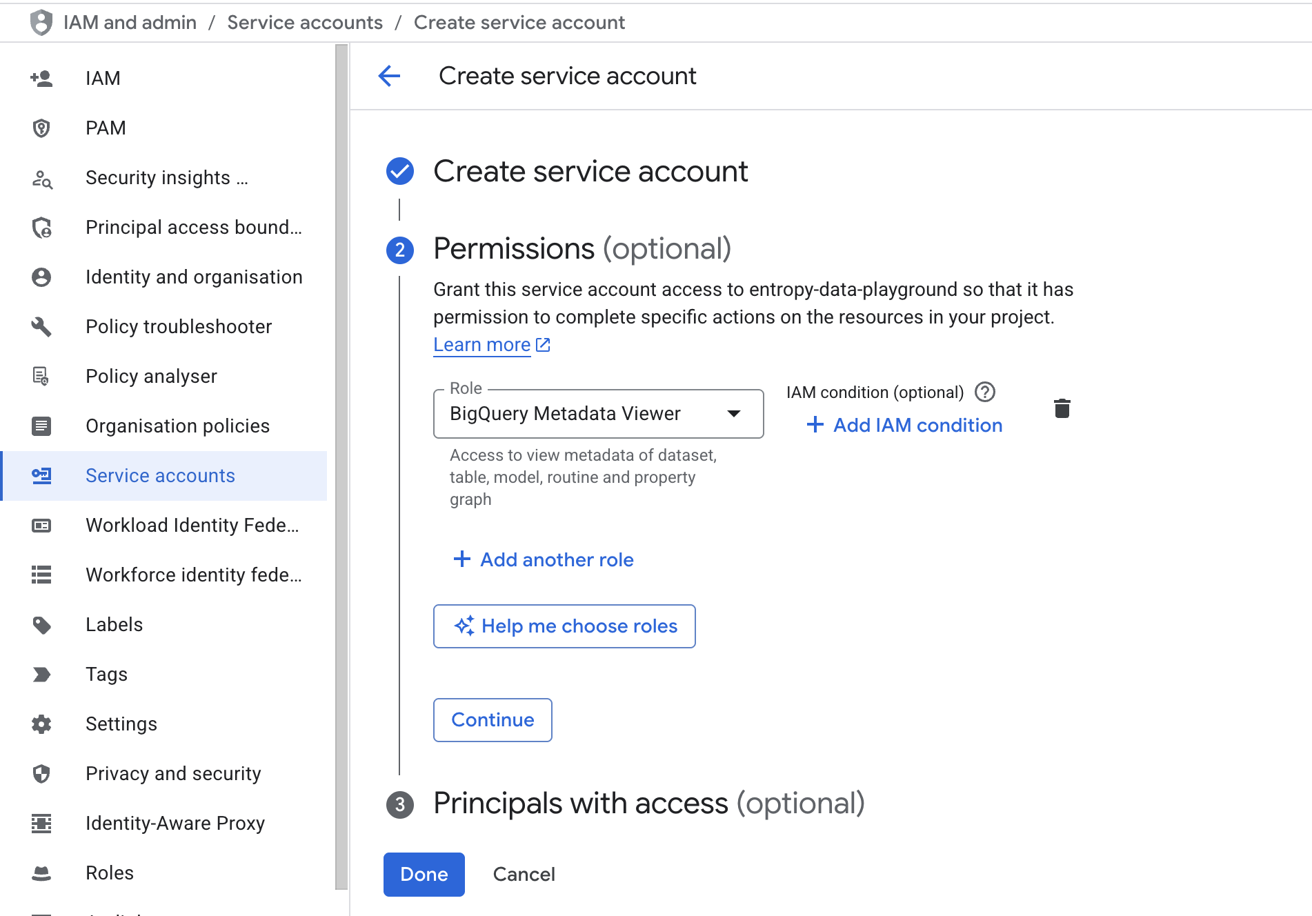 Create a service account