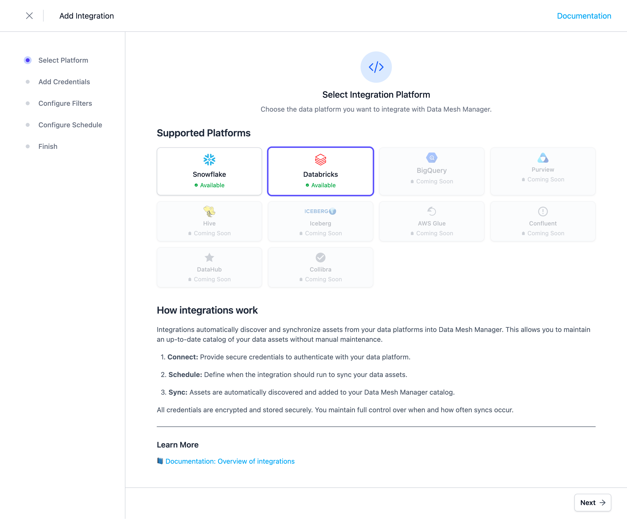 Select the Integration Type