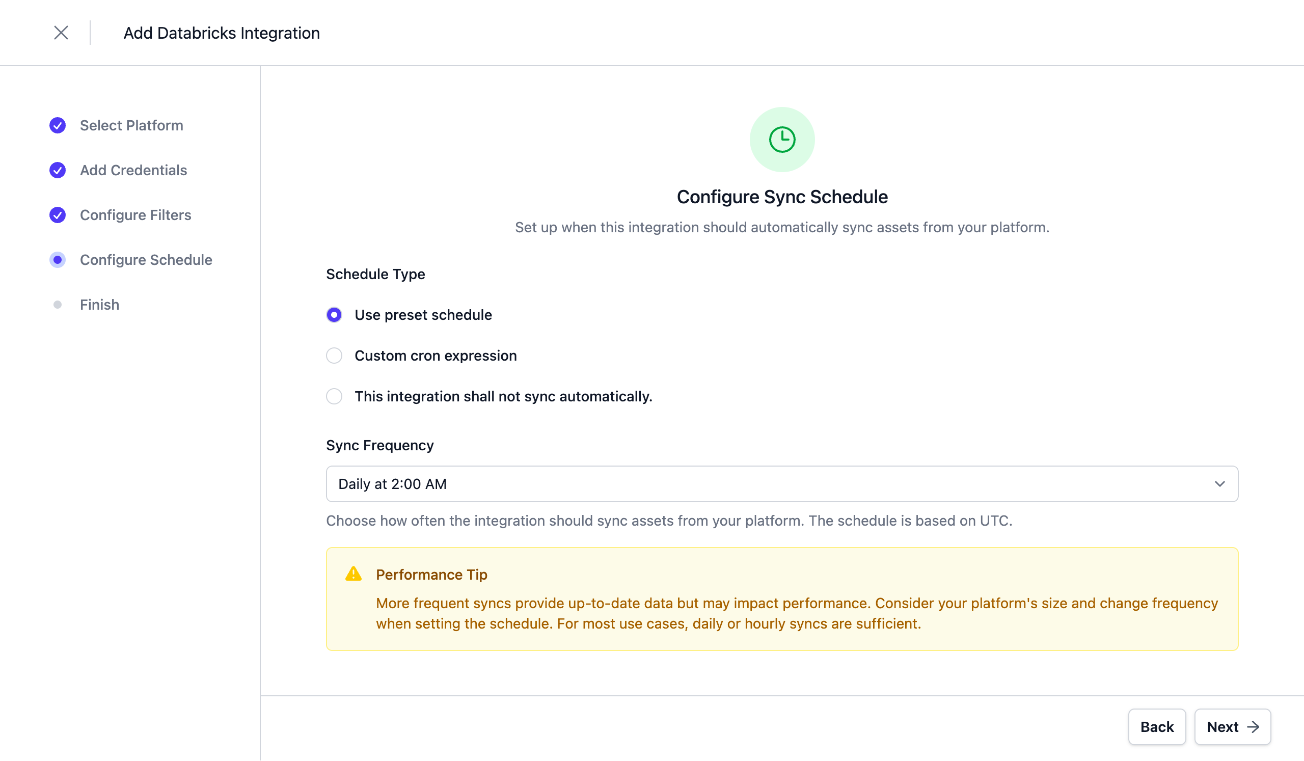 Configure the Schedule