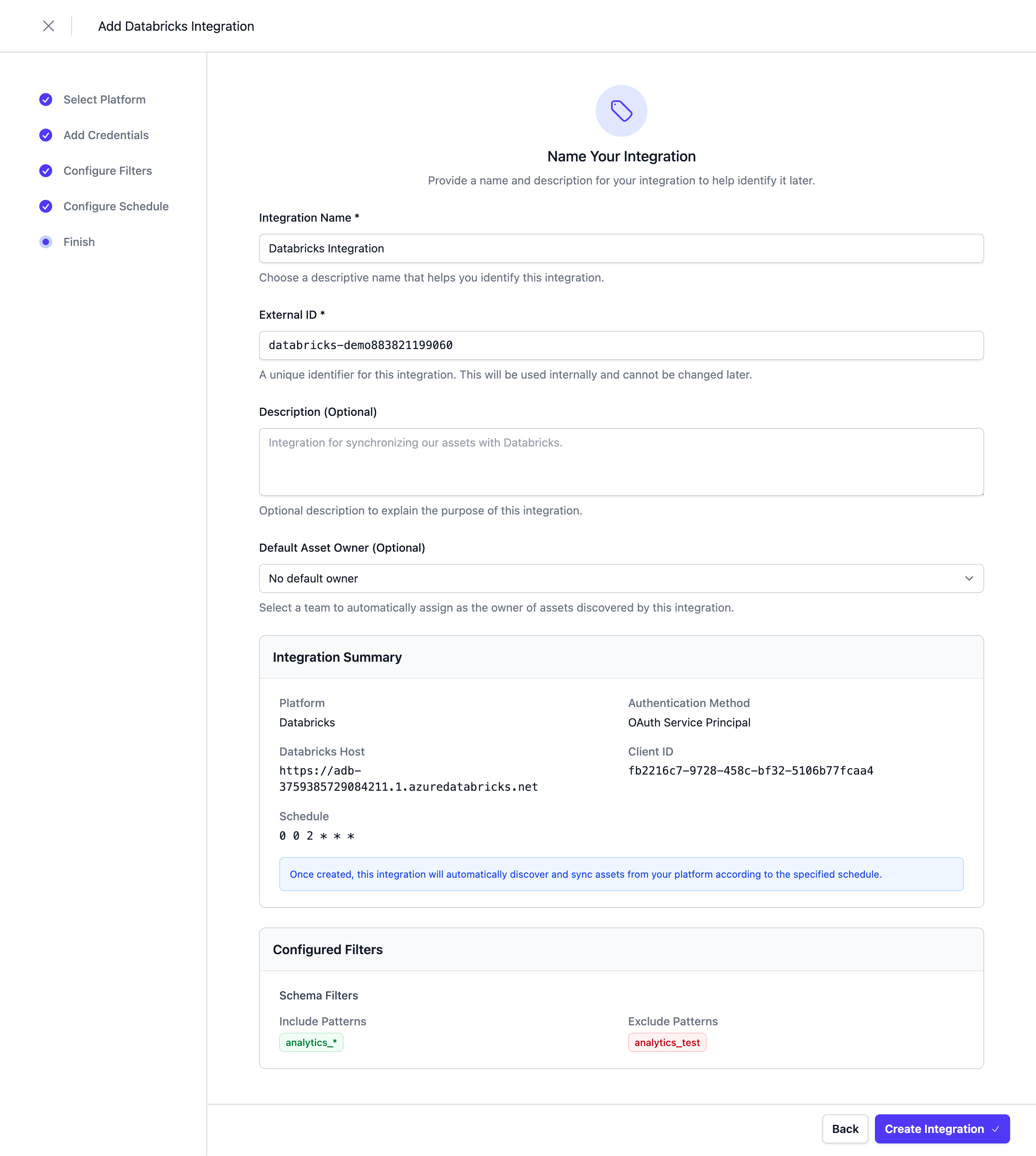 Complete the Integration configuration