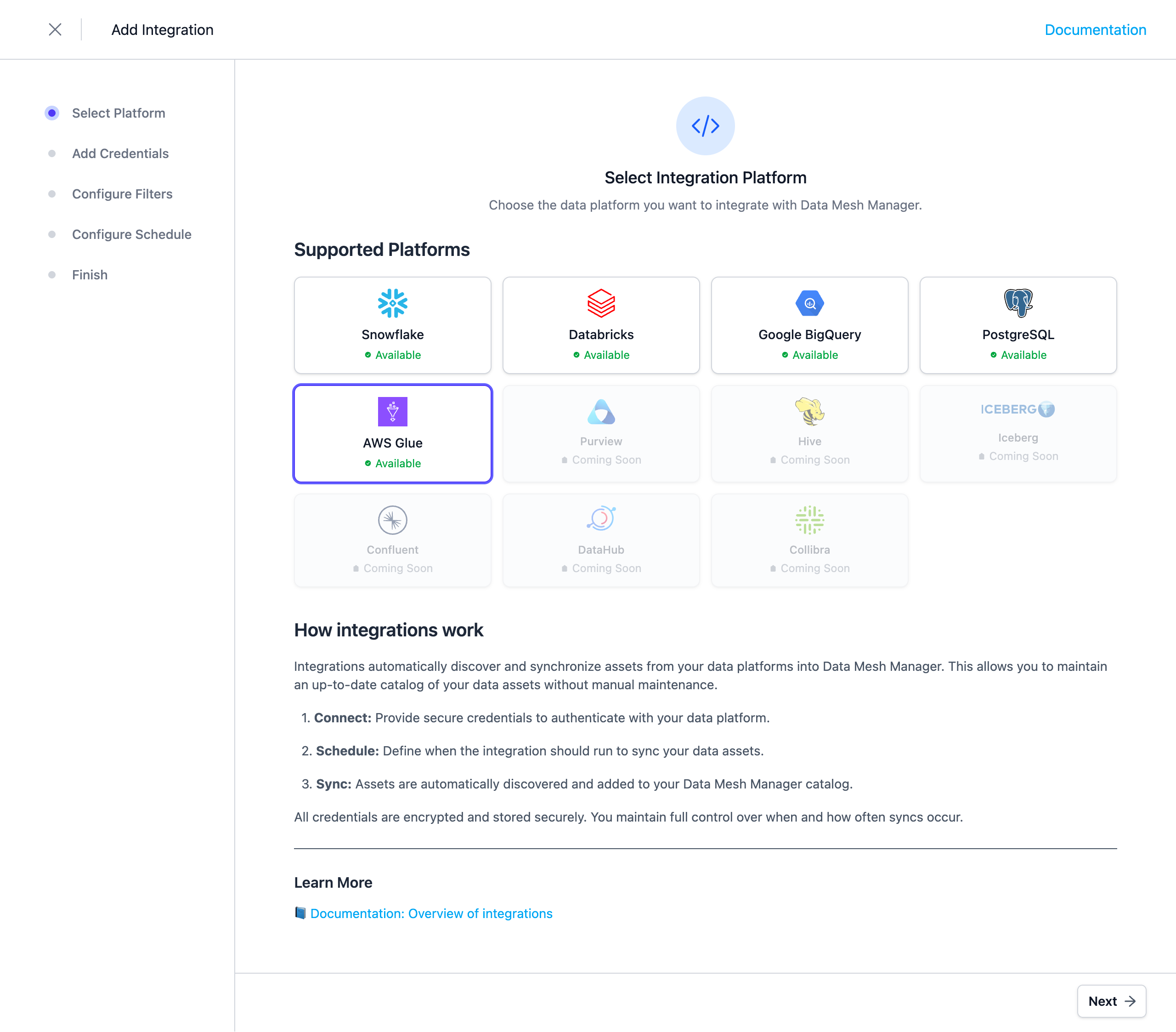 Select the Integration Type
