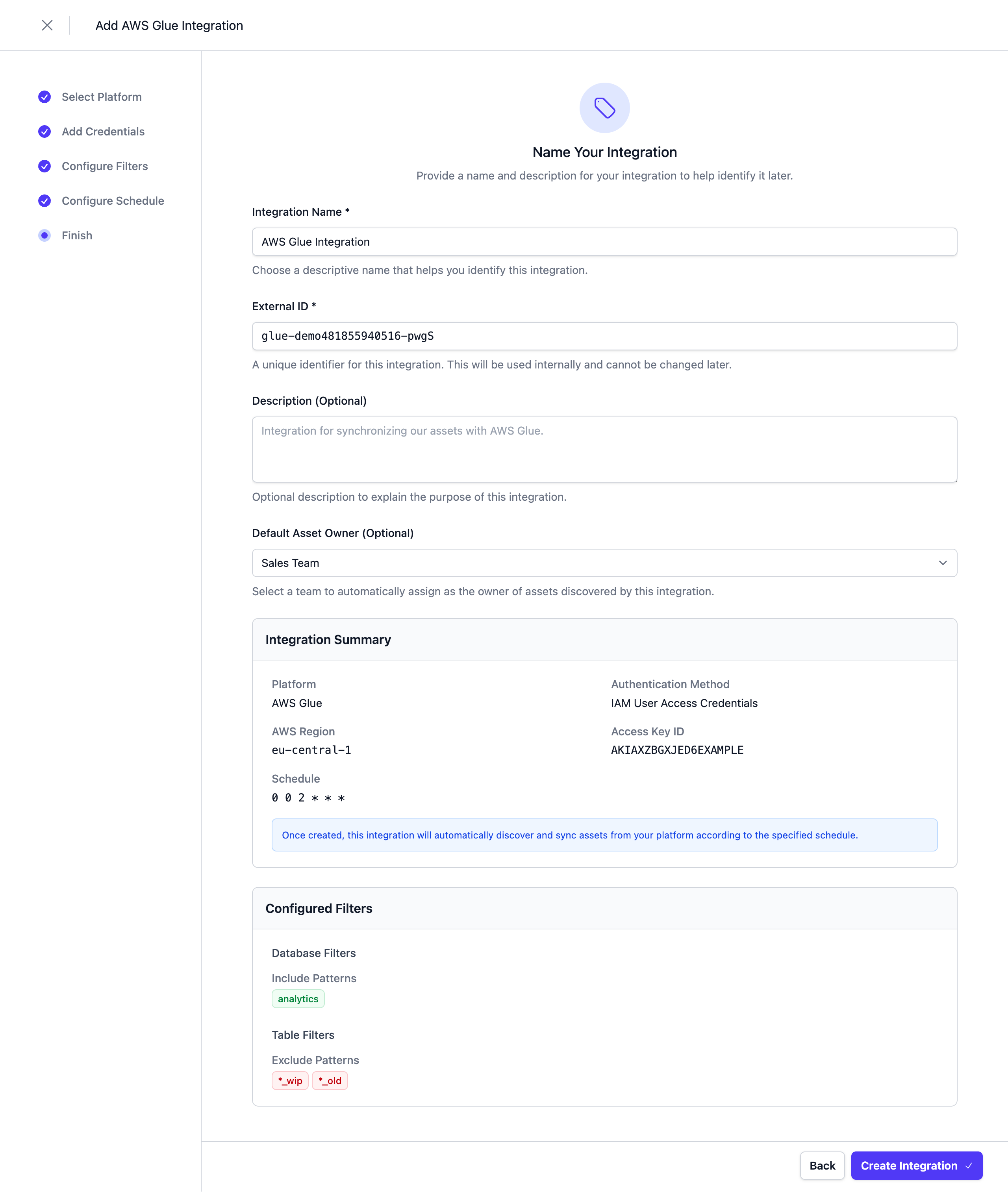 Complete the Integration configuration