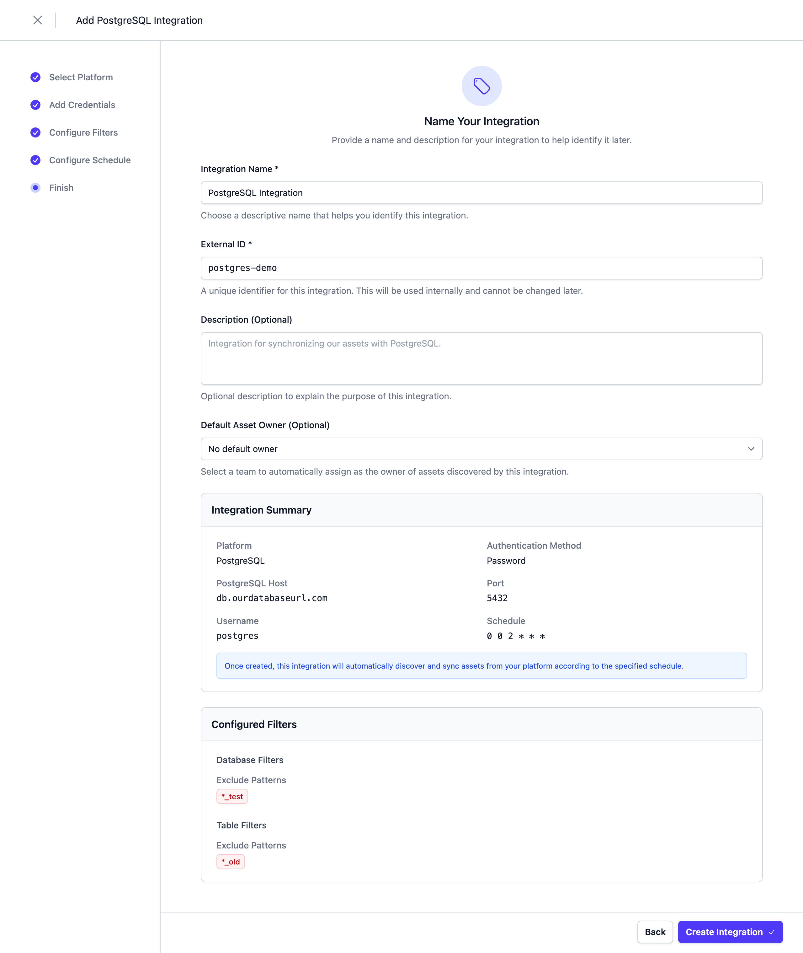 Complete the Integration configuration
